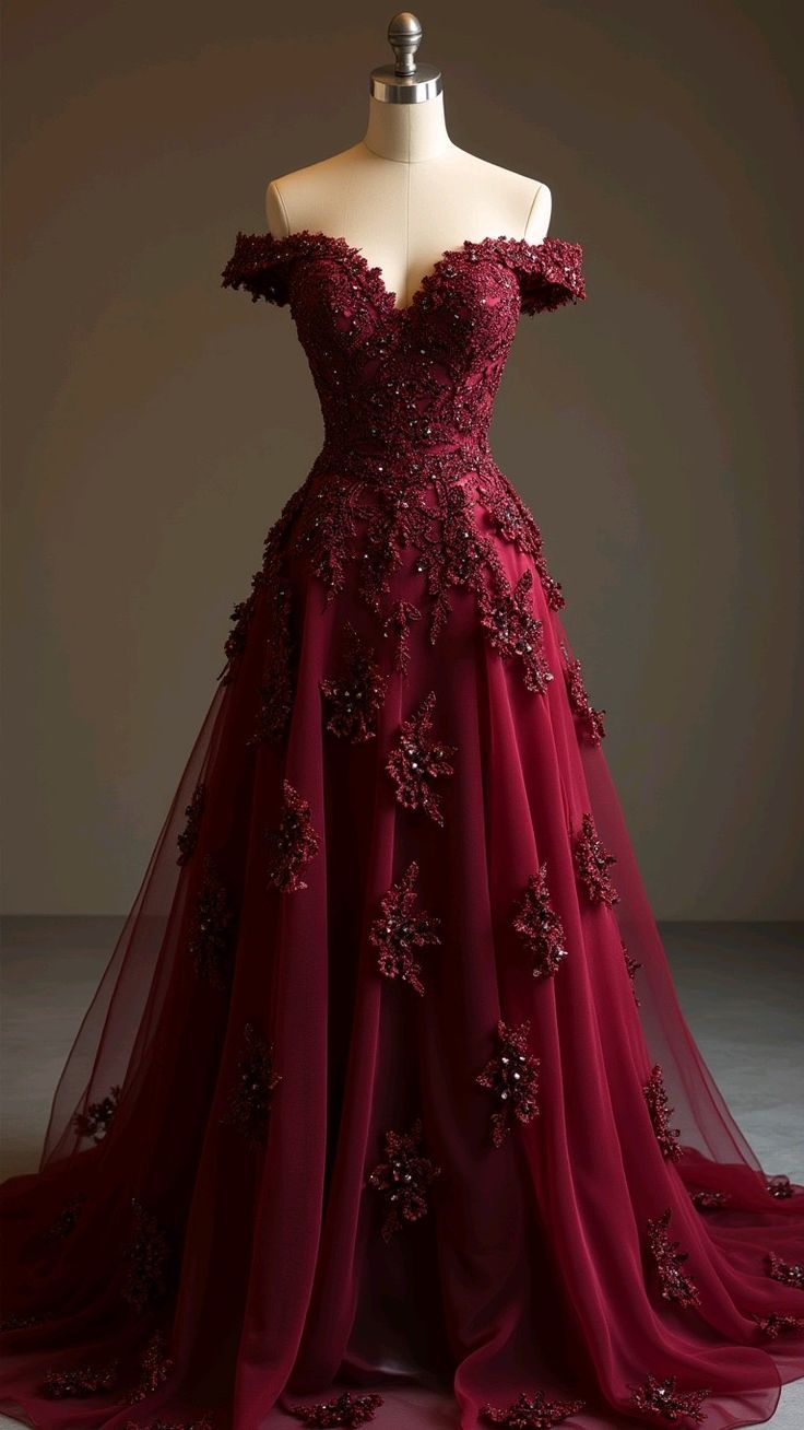 A Line Burgundy Tulle Lace Long Off Shoulder Prom Dress Evening Dresse formalgowns A Line Burgundy Tulle Lace Long Off Shoulder Prom Dress Evening Dresse formalgowns
