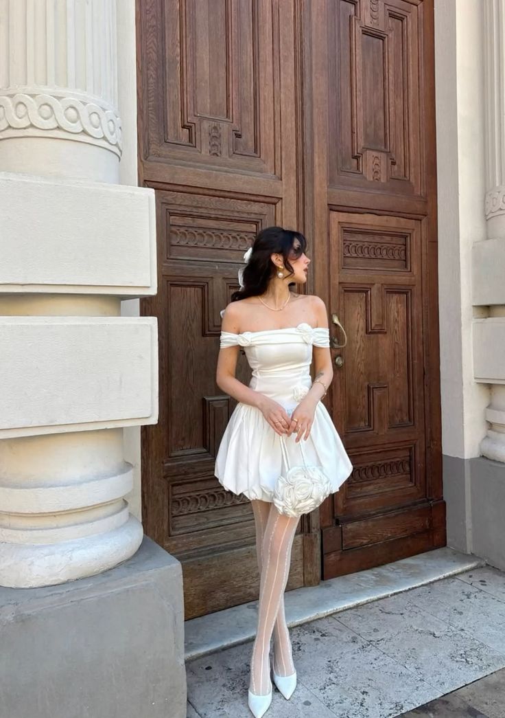 A Line Simple White Off Shoulder Birthday Outfit Short Evening Dress S formalgowns A Line Simple White Off Shoulder Birthday Outfit Short Evening Dress S formalgowns