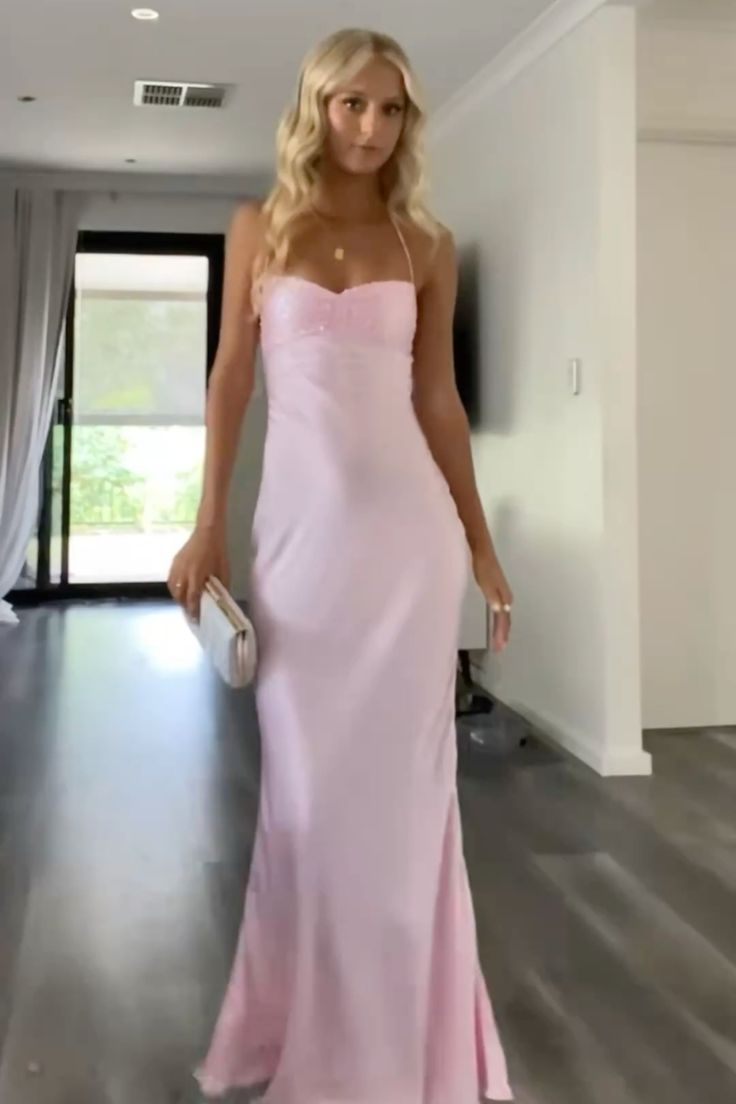 Simple Long Prom Dresses, Pink Evening Party Dresses fg1421