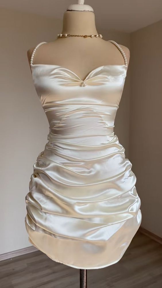 Satinkleid Damen Satin Brautkleider Party Brautjungfernkleider Ballkleid Kurzes Abendkleid fg6436