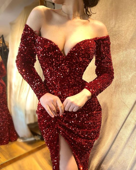 Short Prom Dresses Sequin Long Sleeve Sheath Party Dress fg6268 formalgowns Short Prom Dresses Sequin Long Sleeve Sheath Party Dress fg6268 formalgowns
