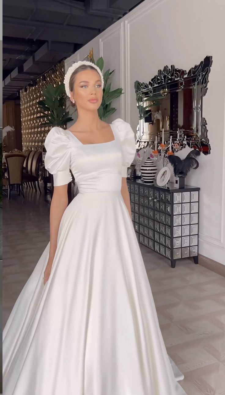 A Line Satin White Long Wedding Dress Princess Bridal Gown fg7432 formalgowns A Line Satin White Long Wedding Dress Princess Bridal Gown fg7432 formalgowns