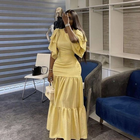 Robe de soirée longue jaune fg6158