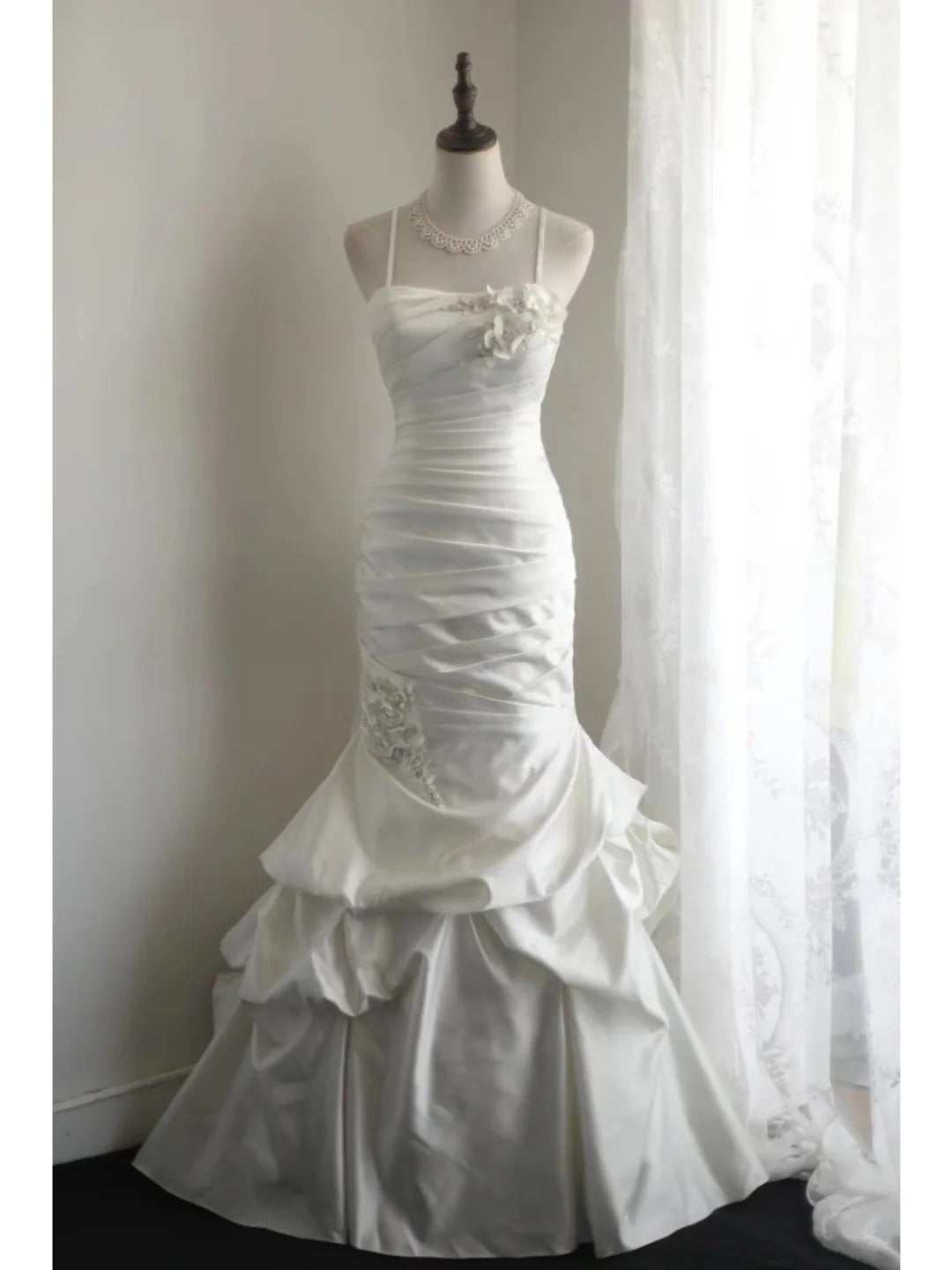 Mermaid White Party Dress Long Evening Dress Princess Wedding Dress fg8108