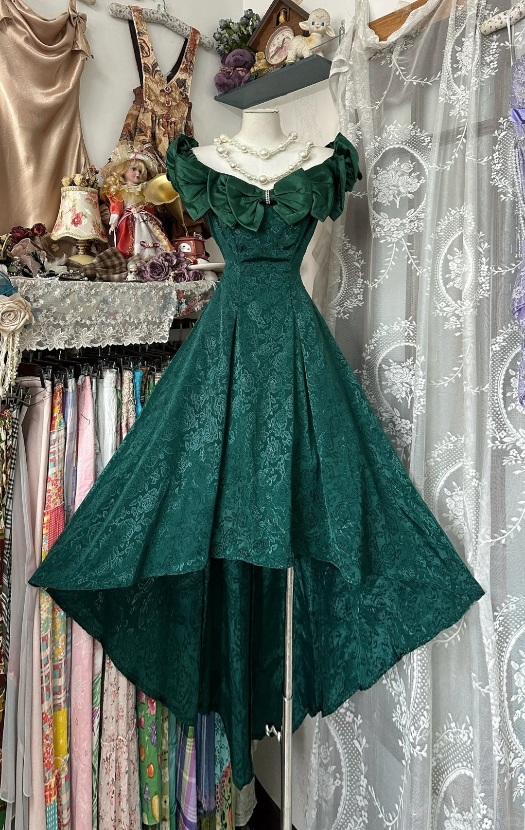 A Line Dark Green Vintage Evening Dress Elegant Sleeveless Prom Dress fg8175