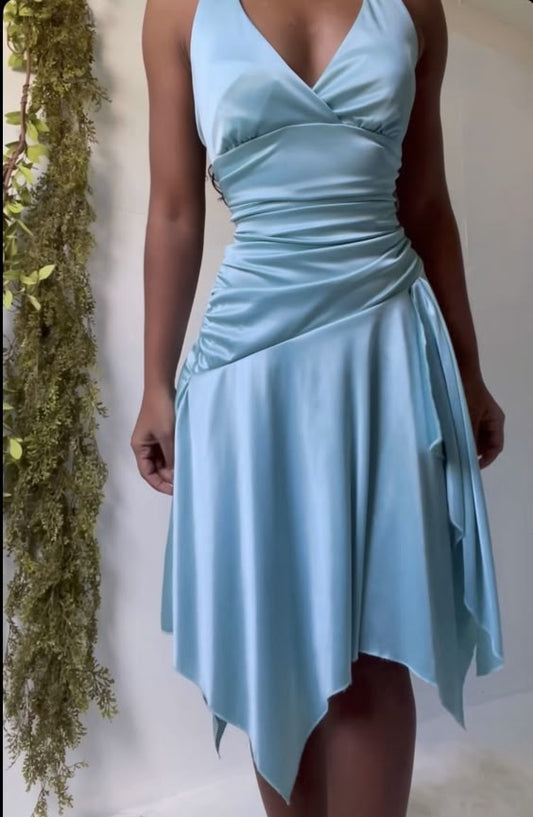 Robe de soirée courte bleu pastel fg6671