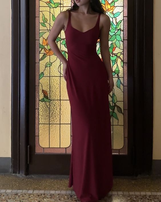 Floor Length Burgundy Prom Gown Evening Dress fg5493