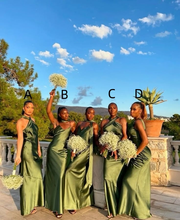 Robe de demoiselle d'honneur verte simple, robe de soirée longue fg7617