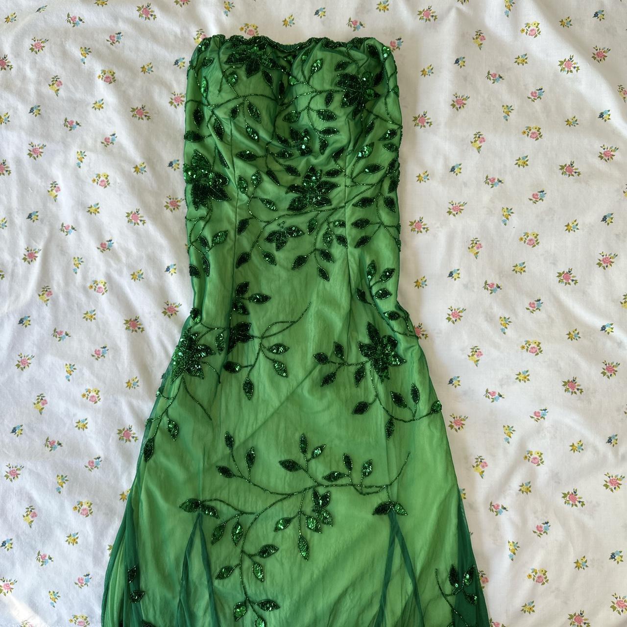 Robe de bal verte vintage pour femme, tenue de soirée formelle, fg7784