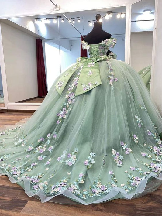 Robe de Quinceanera trapèze en dentelle avec appliques, robe de bal, 16/15 ans, fg6316