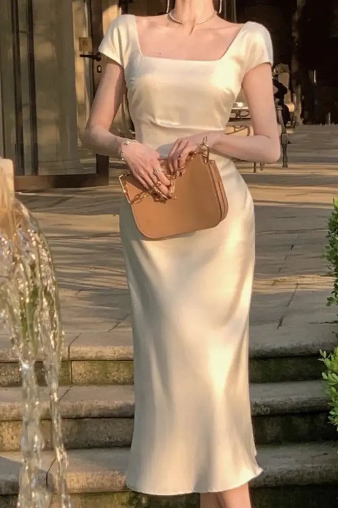 Sleeveless Square Neck Bodycon Dress Prom Evening Dress fg5772