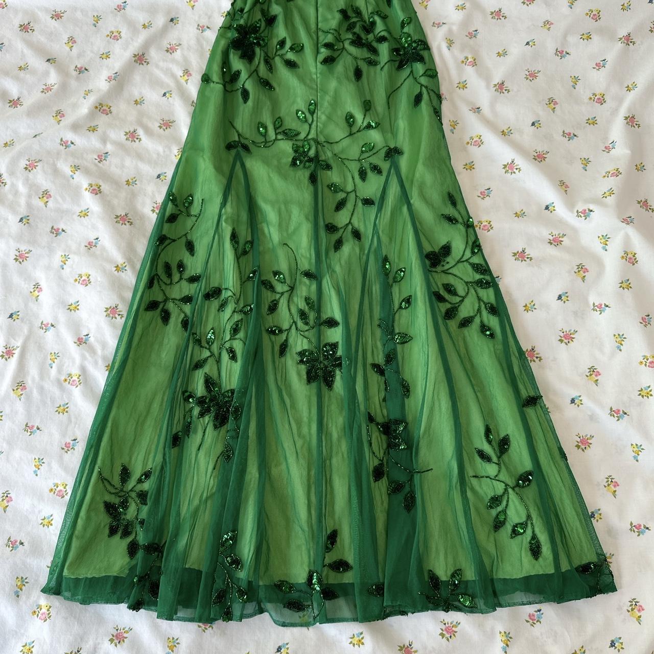 Robe de bal verte vintage pour femme, tenue de soirée formelle, fg7784