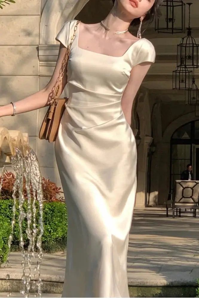 Sleeveless Square Neck Bodycon Dress Prom Evening Dress fg5772