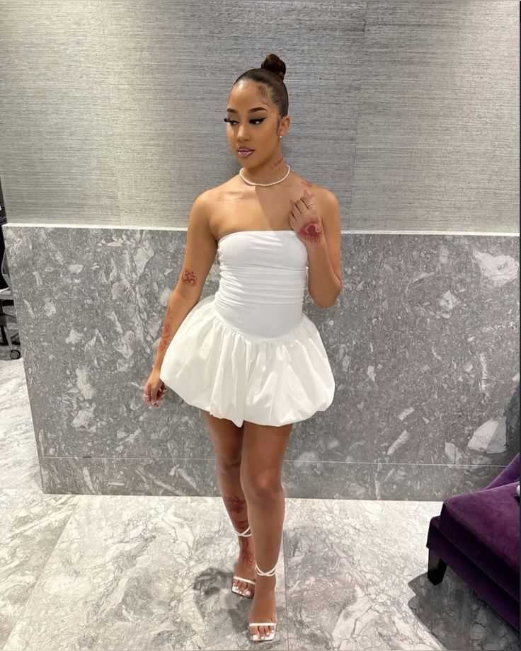 Robe de soirée courte blanche trapèze, robe de cocktail, robe de soirée courte fg7919