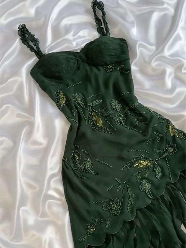 Dark Green Chiffon Ruffle Prom Dress Formal Dress Evening Party Dresse formalgowns Dark Green Chiffon Ruffle Prom Dress Formal Dress Evening Party Dresse formalgowns