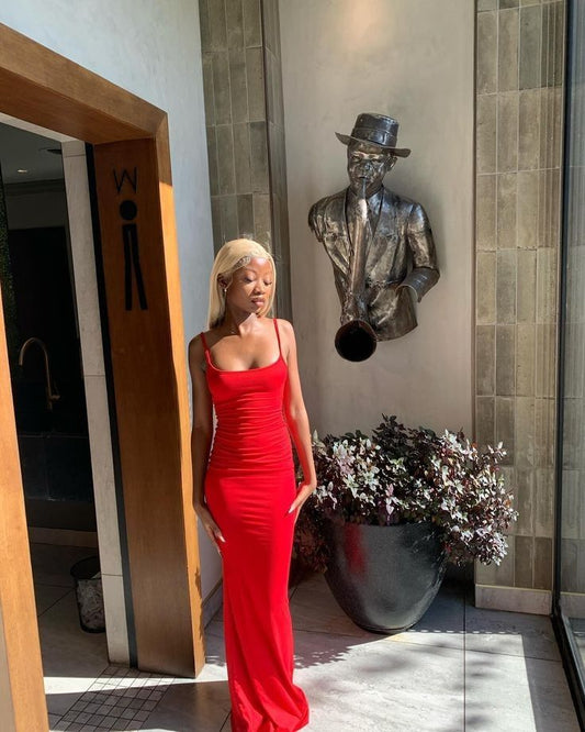 Robe de bal rouge longue, robe de soirée sans manches, robe de soirée formelle fg6532