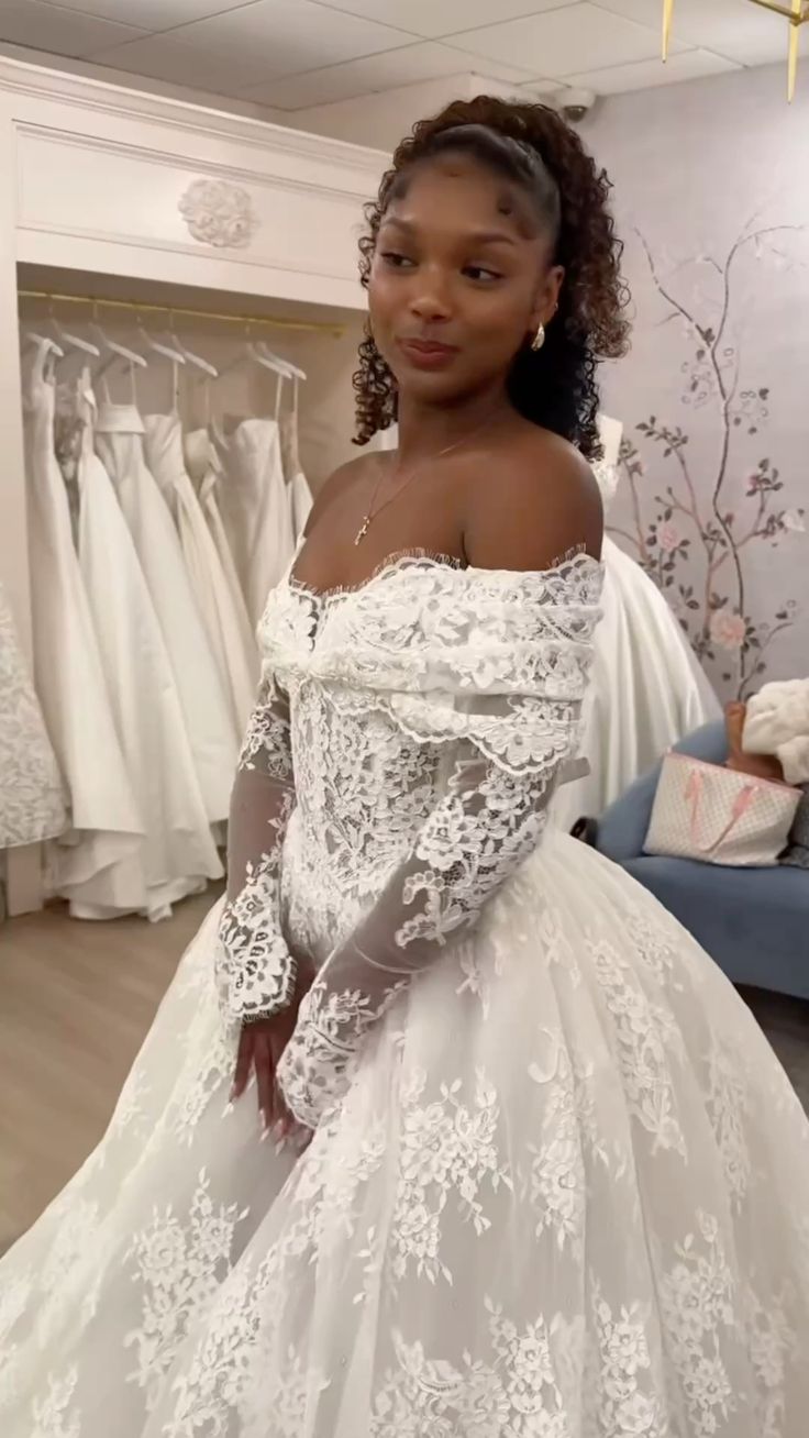 off shoulder lace a line wedding dress Chic A-line Off-the-shoulder Long Sleeve Wedding Dress Rustic Lace Bri SELINADRESS