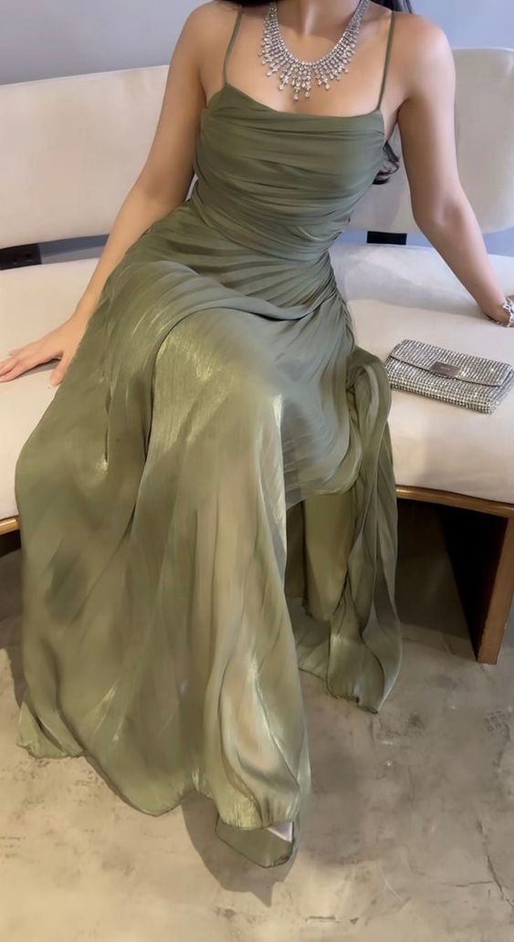 Grünes langes Ballkleid in A-Linie, formelles Partykleid fg5536