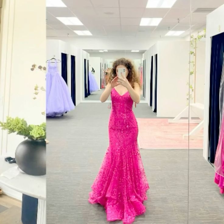 Sexy Mermaid Hot Pink Prom Dress New Arrive Long Party Dress Evening Dress fg7966