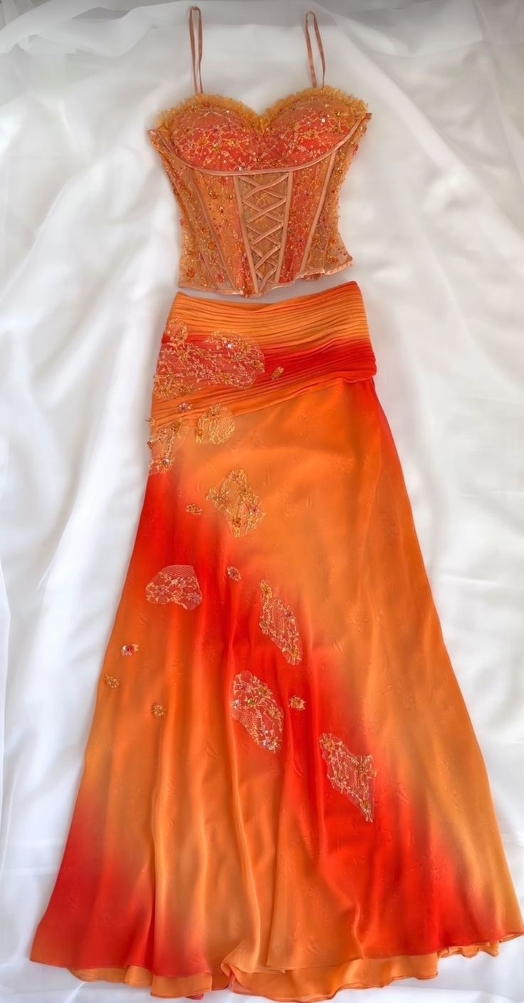 Two Piece Orange Ombre Prom Dress Evening Party Gowns fg7450 formalgowns Two Piece Orange Ombre Prom Dress Evening Party Gowns fg7450 formalgowns