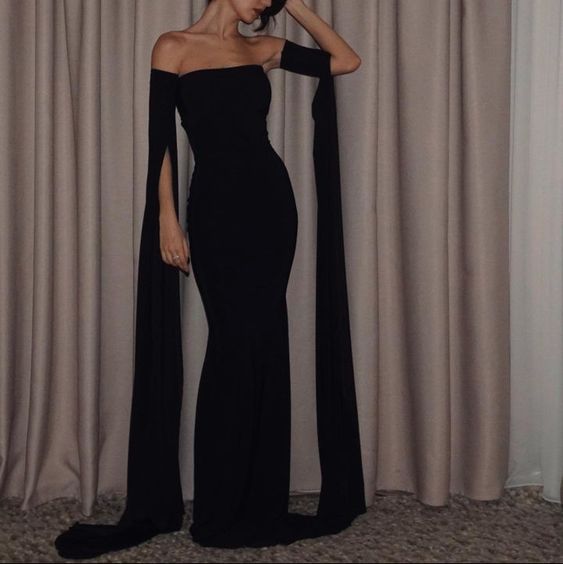 Sexy Black Long Sleeve Formal Dress Evening Dress fg5877