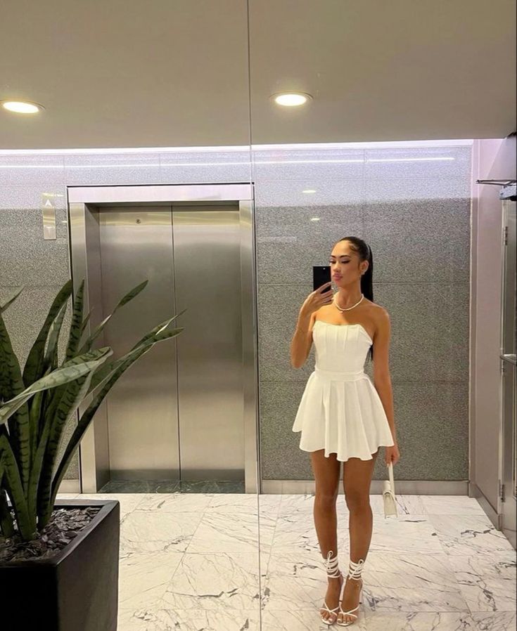 Cute White Strapless Homecoming Dress,White Party Dress fg5985