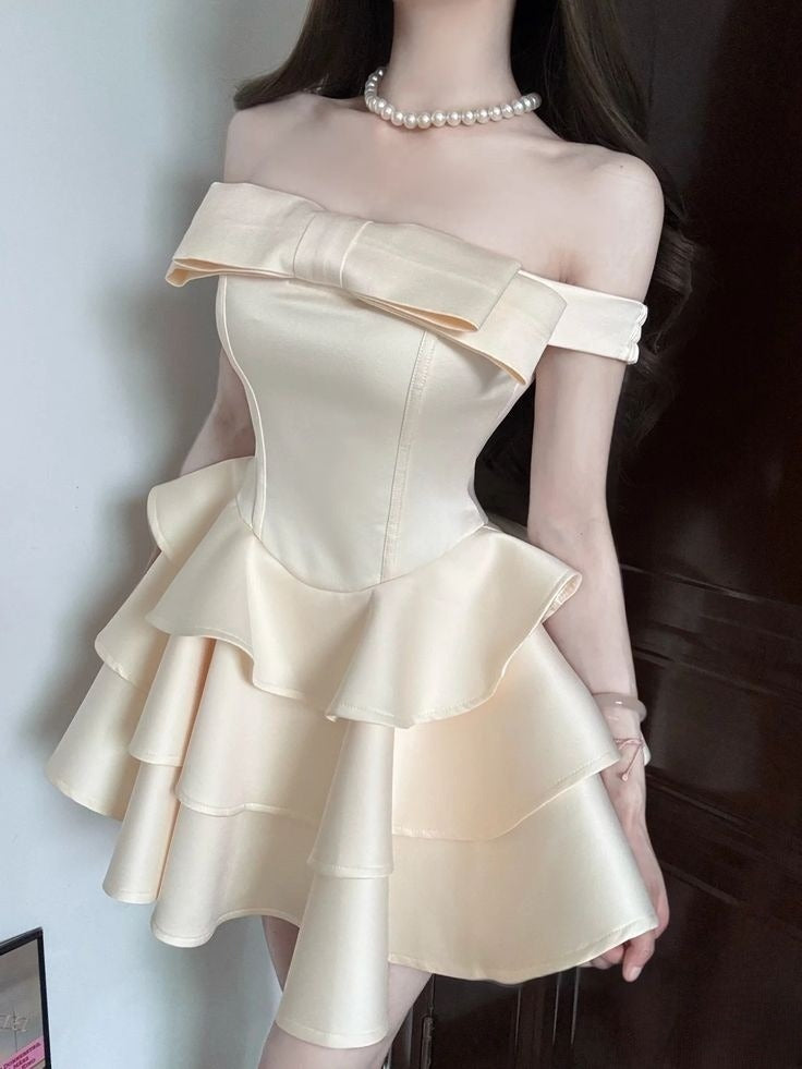 off the shoulder a line cocktail dress Mikado Short Off Shoulder Bridal Dress by Adrianna Papell 45020
