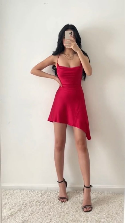 Jolie robe de bal rouge à bretelles, tenue pour 18e anniversaire, fg6525