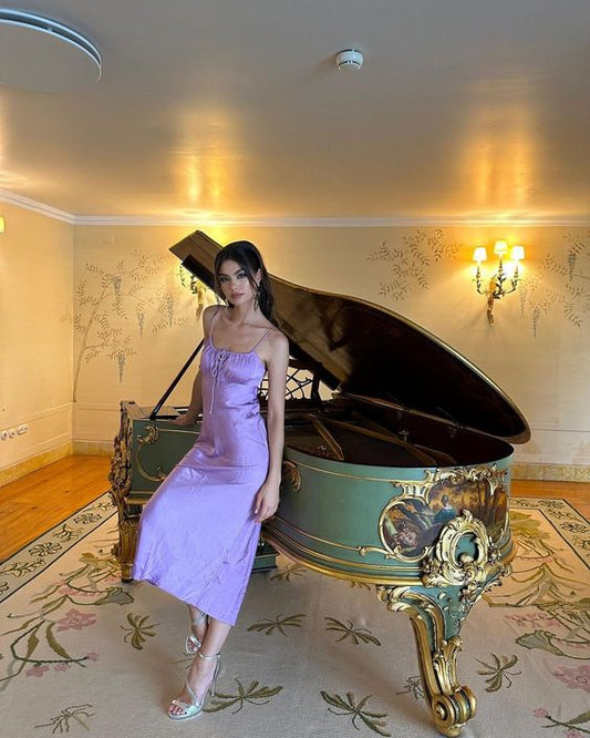 Robe de soirée simple lilas fg6570