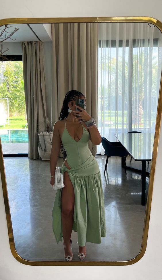 Green Halter Evening Party Gowns Casual Dress fg6678 formalgowns Green Halter Evening Party Gowns Casual Dress fg6678 formalgowns