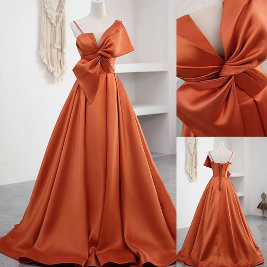 Robe de bal orange avec gros nœud fg5676