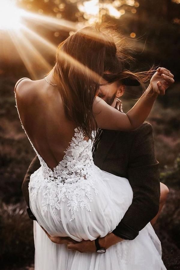 V Neck Tulle Backless Bridal Dress A Line Wedding Dresses With Lace Applique fg5529