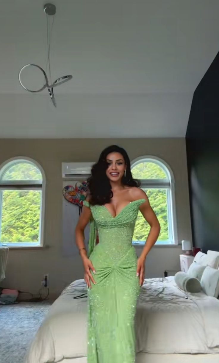 Green Elegant Long Party Dress Prom Dress New Arrive Mermaid Evening Dress fg8020