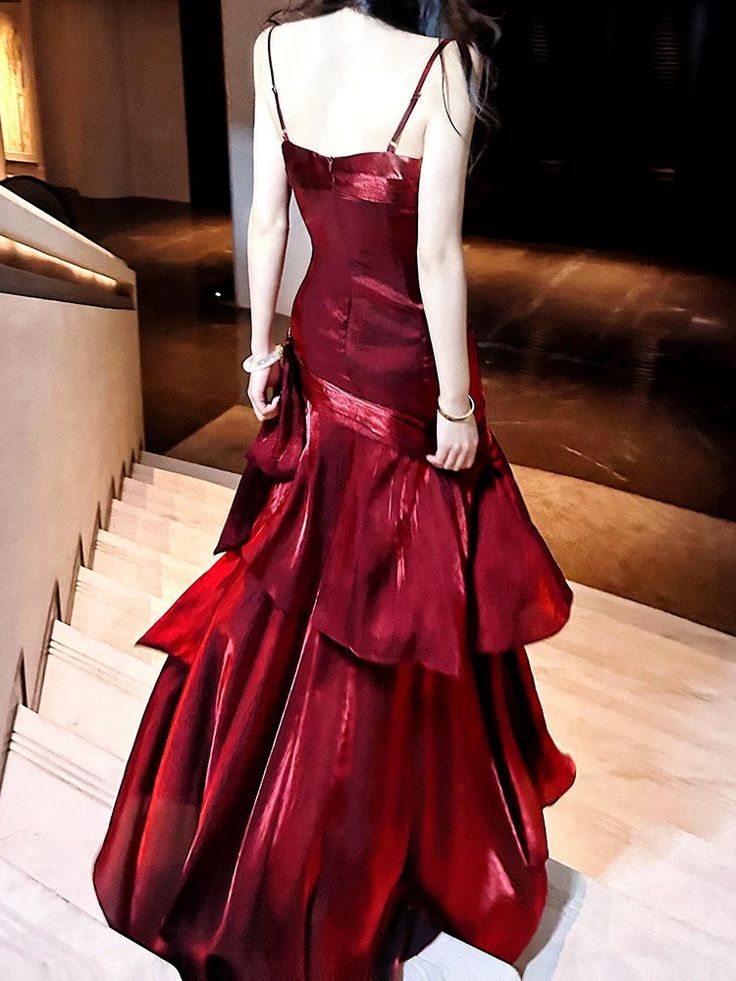 Burgundy Fashion Long Prom Dresses Formal Evening Dress fg7625