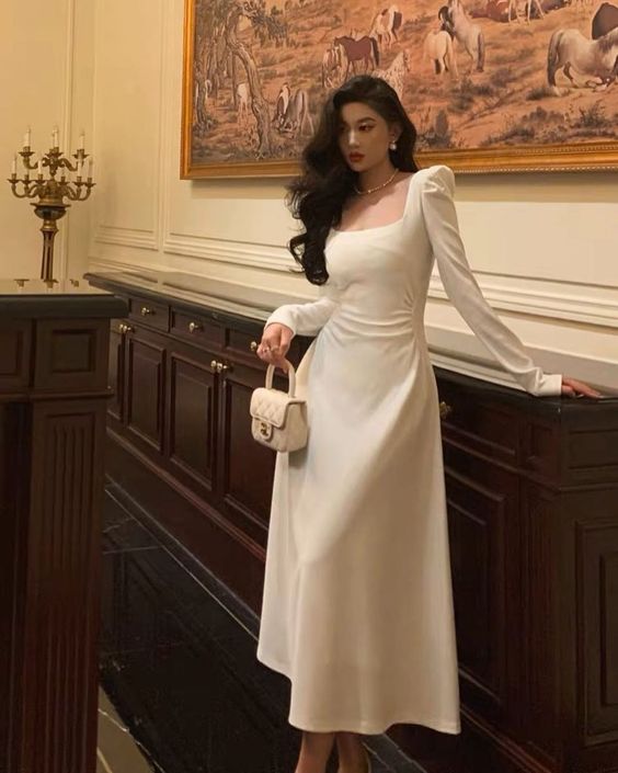 Ivory Long Sleeves Prom Dresses Party Dress fg3437