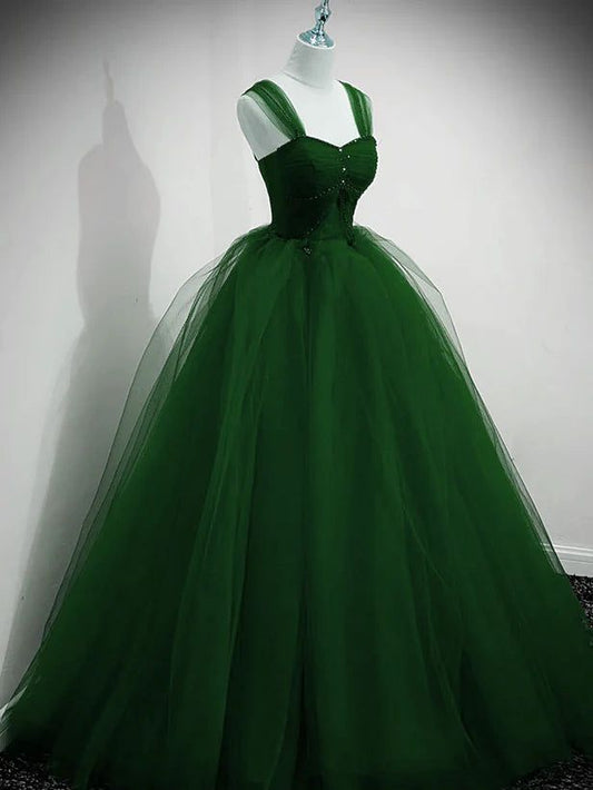 Robe de soirée longue en tulle perlé, épaules dénudées, coupe trapèze, robe de bal, robe de Quinceanera, fg6628