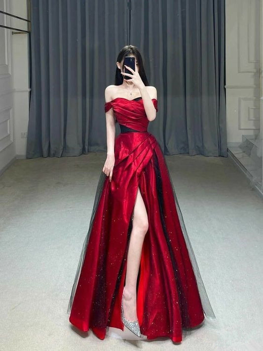 Robe de soirée longue à épaules dénudées, coupe trapèze, fg5874