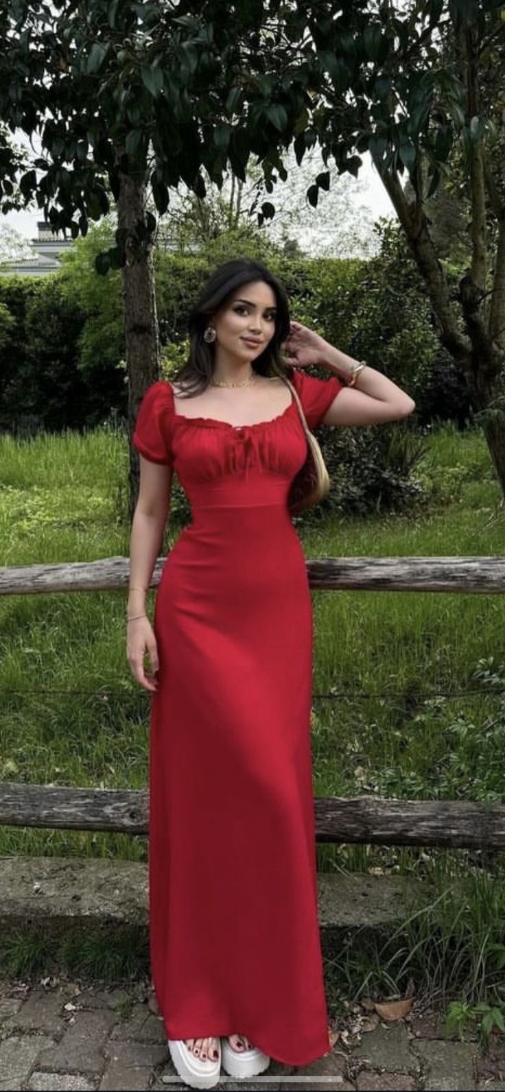 Red Party Dress Long Evening Dress Vintage Prom Dress fg8144