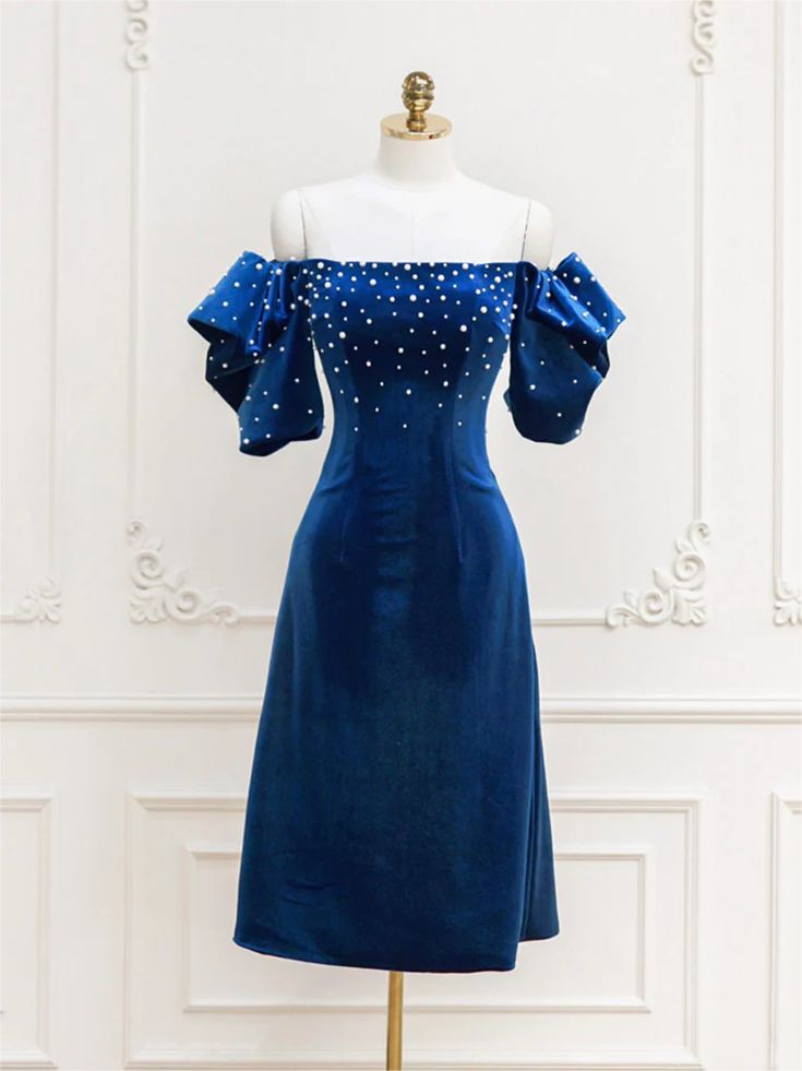 Homecoming Dresses,blue Velvet Beads Short Prom Dress, Blue Cocktail D – formalgowns Homecoming Dresses,blue Velvet Beads Short Prom Dress, Blue Cocktail D – formalgowns