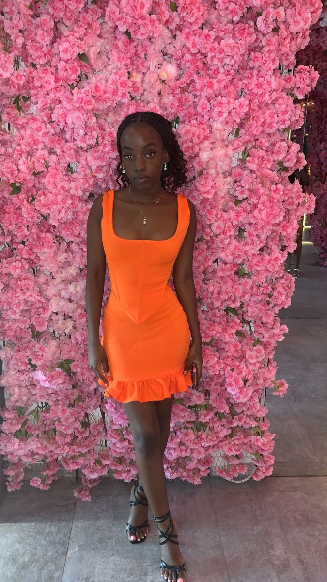 Tenue d'anniversaire orange, robe de soirée courte, robe de cocktail, robe de soirée courte fg7979