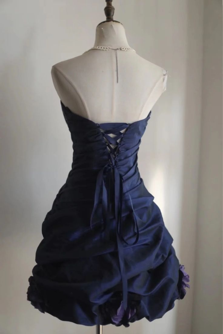 Retro Ball Gown Navy Blue Short Formal 8th Grade Homecoming Dresses Summer Middle School Hoco Dress 16th Birthday Outfits fg8075