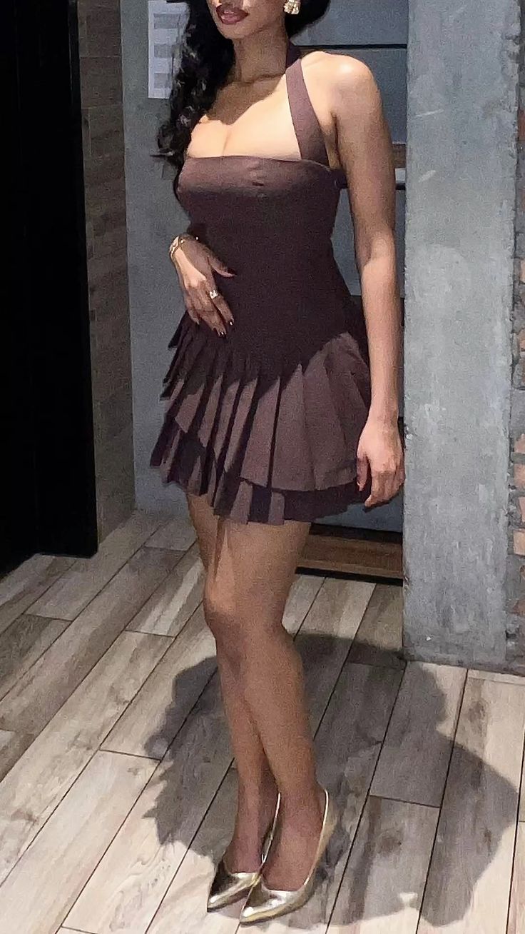 A Line Brown Simple Short Prom Dress Birthday Party Dress Homecoming Dress fg8142