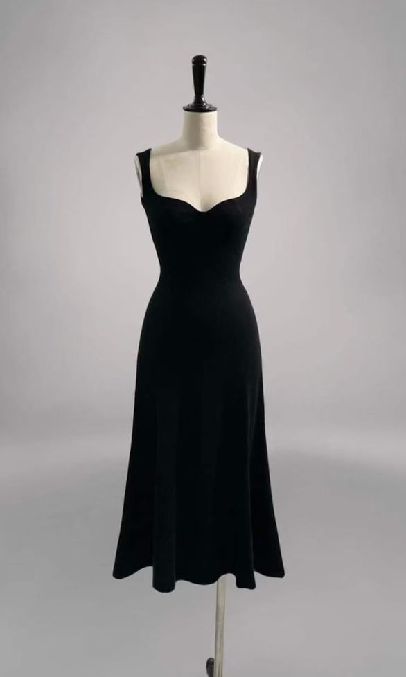 black midi wedding guest dress Sweetheart Wedding Guest Dress Sleeveless Black Midi Dress fg7812 – formalgowns