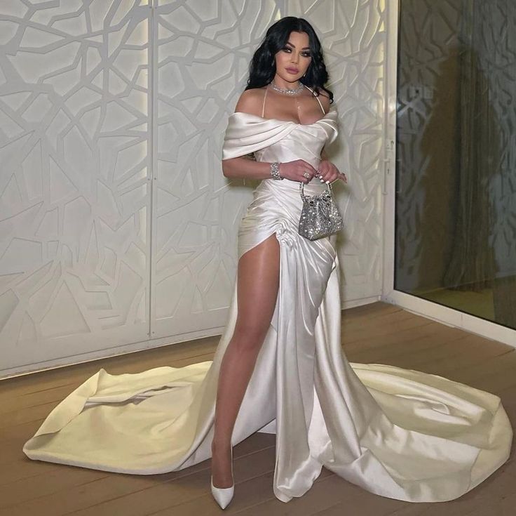 Robe longue plissée en satin vintage pour femme, élégante robe de soirée fg7491