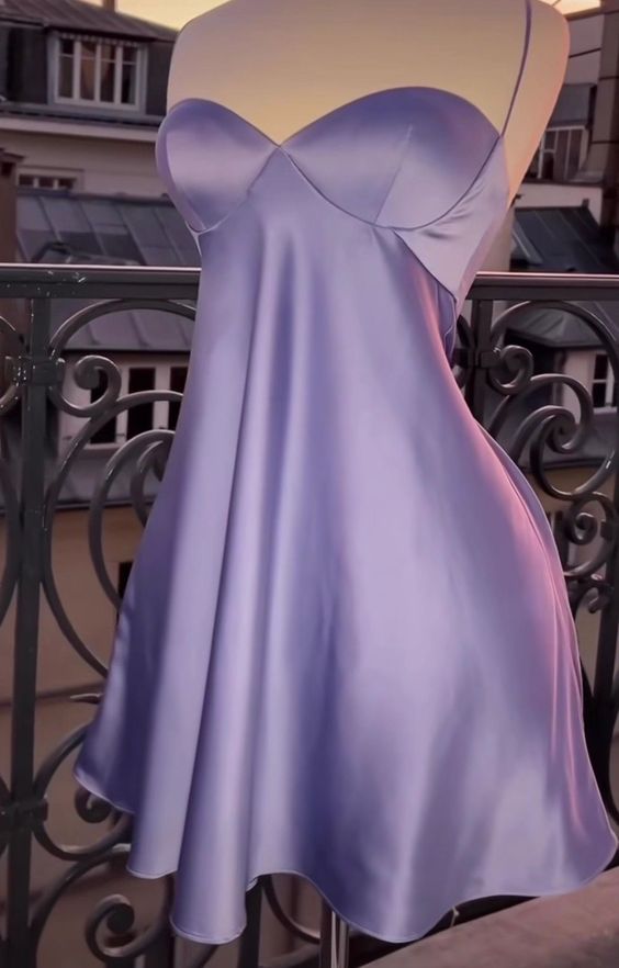 Sexy A-Linie Lila Kurzes Homecoming-Kleid Cocktailkleid fg6491