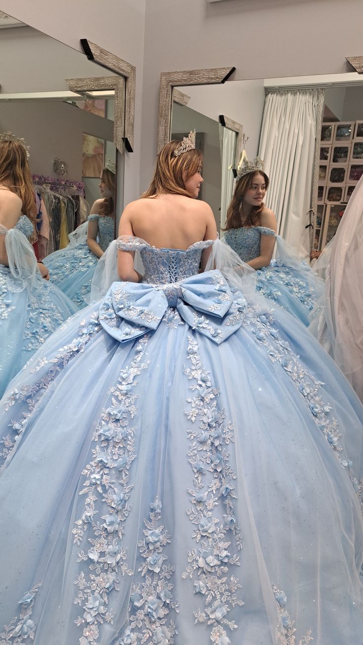 Light blue quinceanera dress, ball gown 3D flower lace birthday party gown fg6060