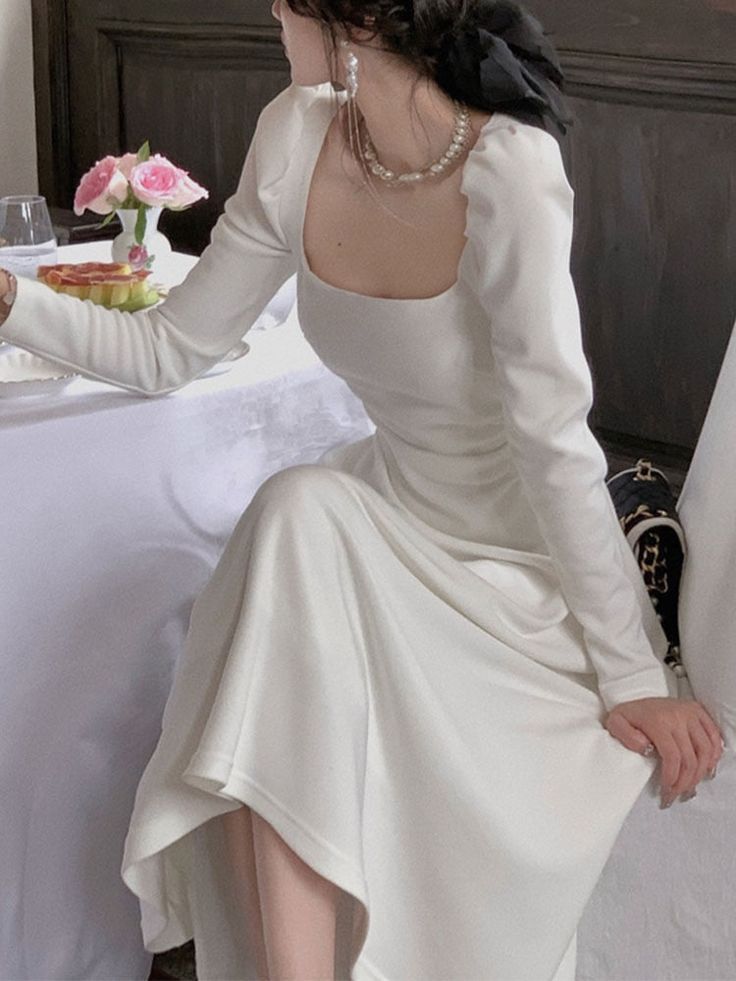 Mode Langarm Partykleid A-Linie Neue Mode Abendkleid fg6068