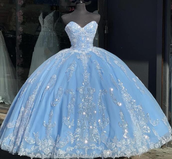 Princess Sweetheart Ball Gown Blue Quinceanera Dresses fg6640