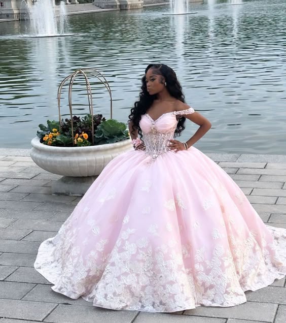 A Line Pink Off The Shoulder Quinceanera Dress Ball Gown fg6512