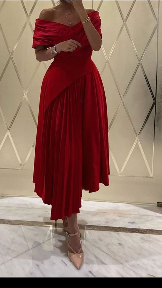 Chiffon Plissee Muslimischen Abendkleider Off Schulter A-linie Prom Party Kleider fg6103